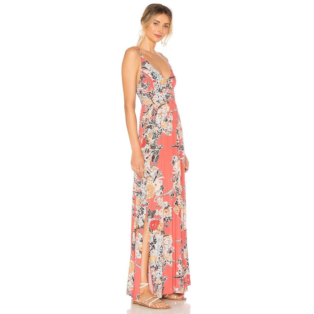 Free People Through The Vine Printed Maxi Dress in Red Combo, Small